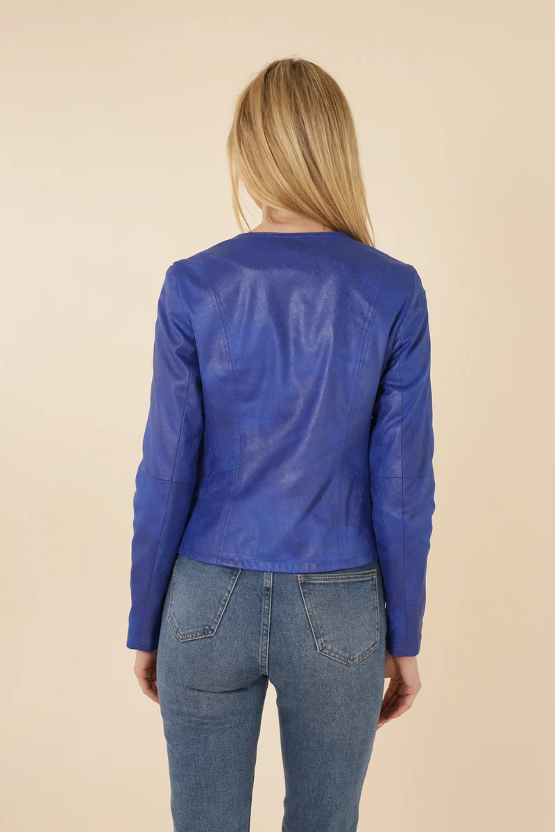 Veste suédine col rond