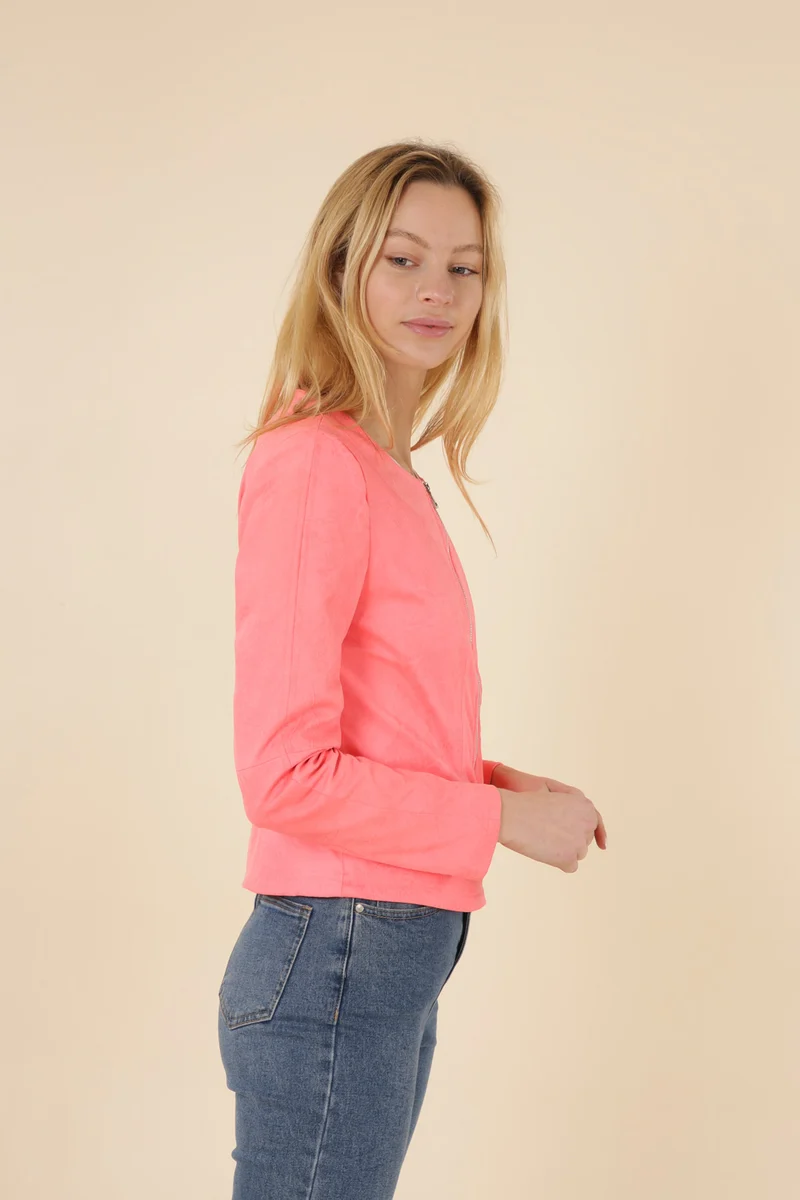 Veste suédine col rond
