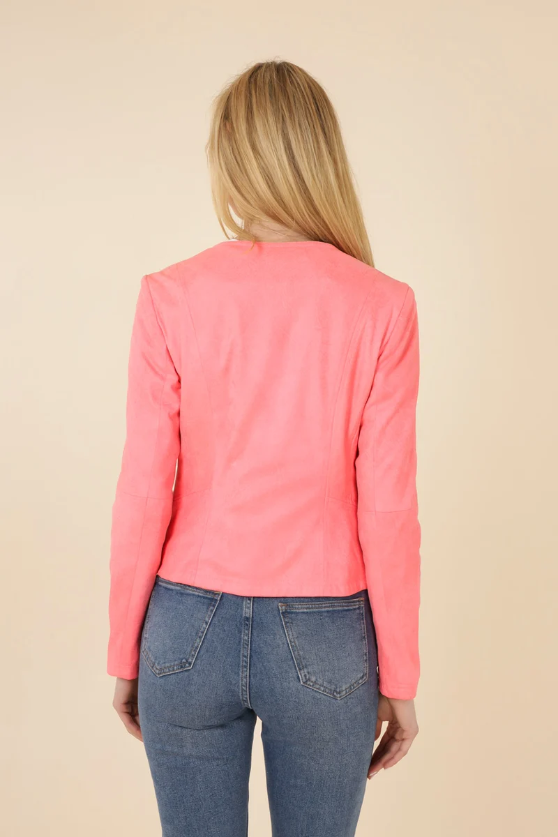 Veste suédine col rond