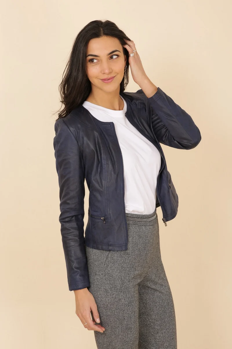 Veste suédine col rond