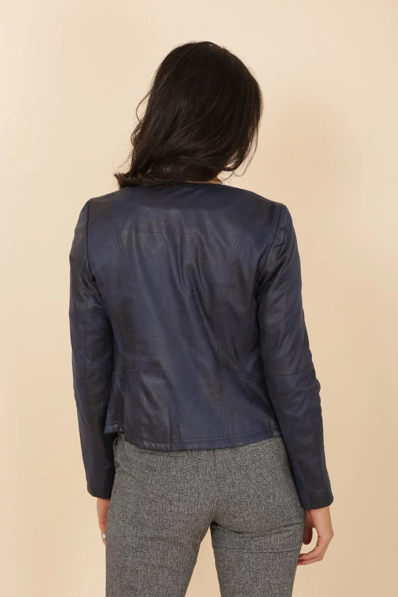 Veste suédine col rond