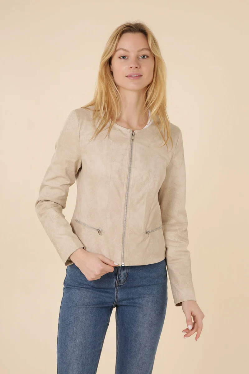 Veste suédine col rond