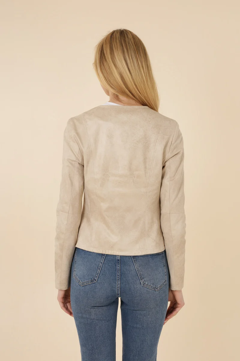Veste suédine col rond