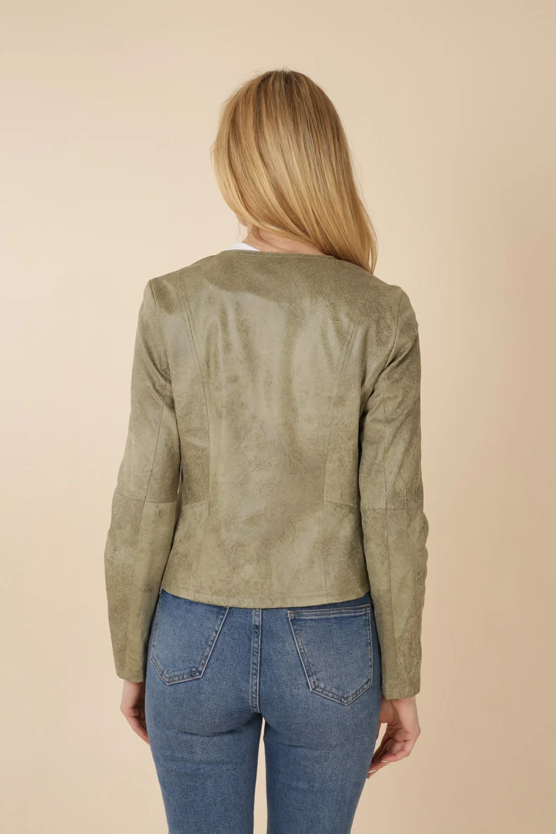 Veste suédine col rond