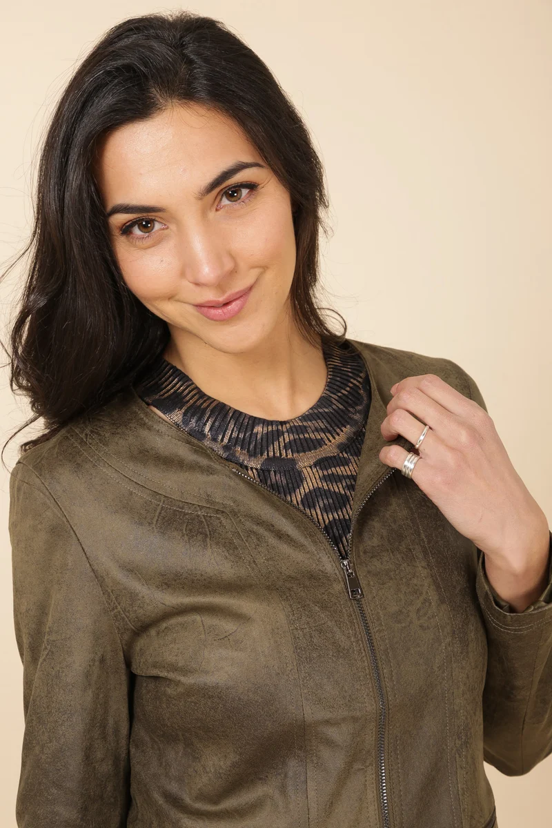 Veste suédine col rond