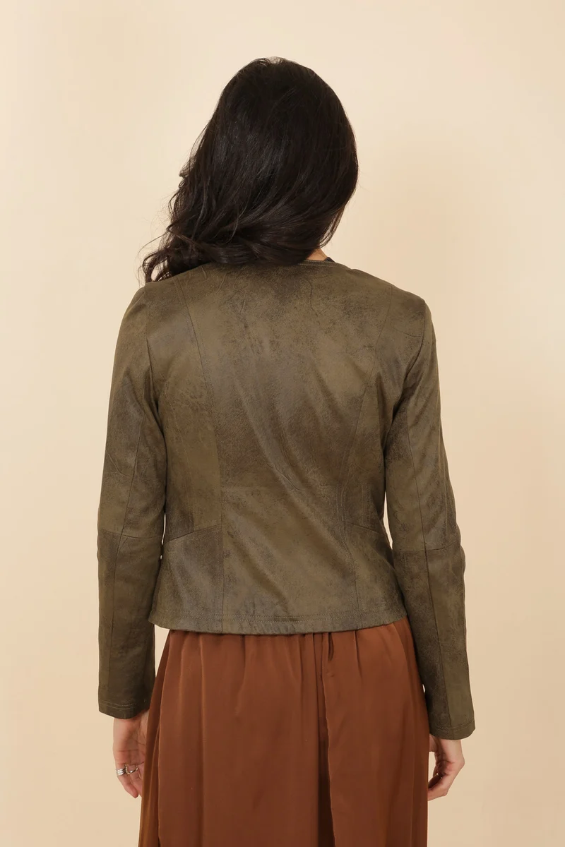 Veste suédine col rond