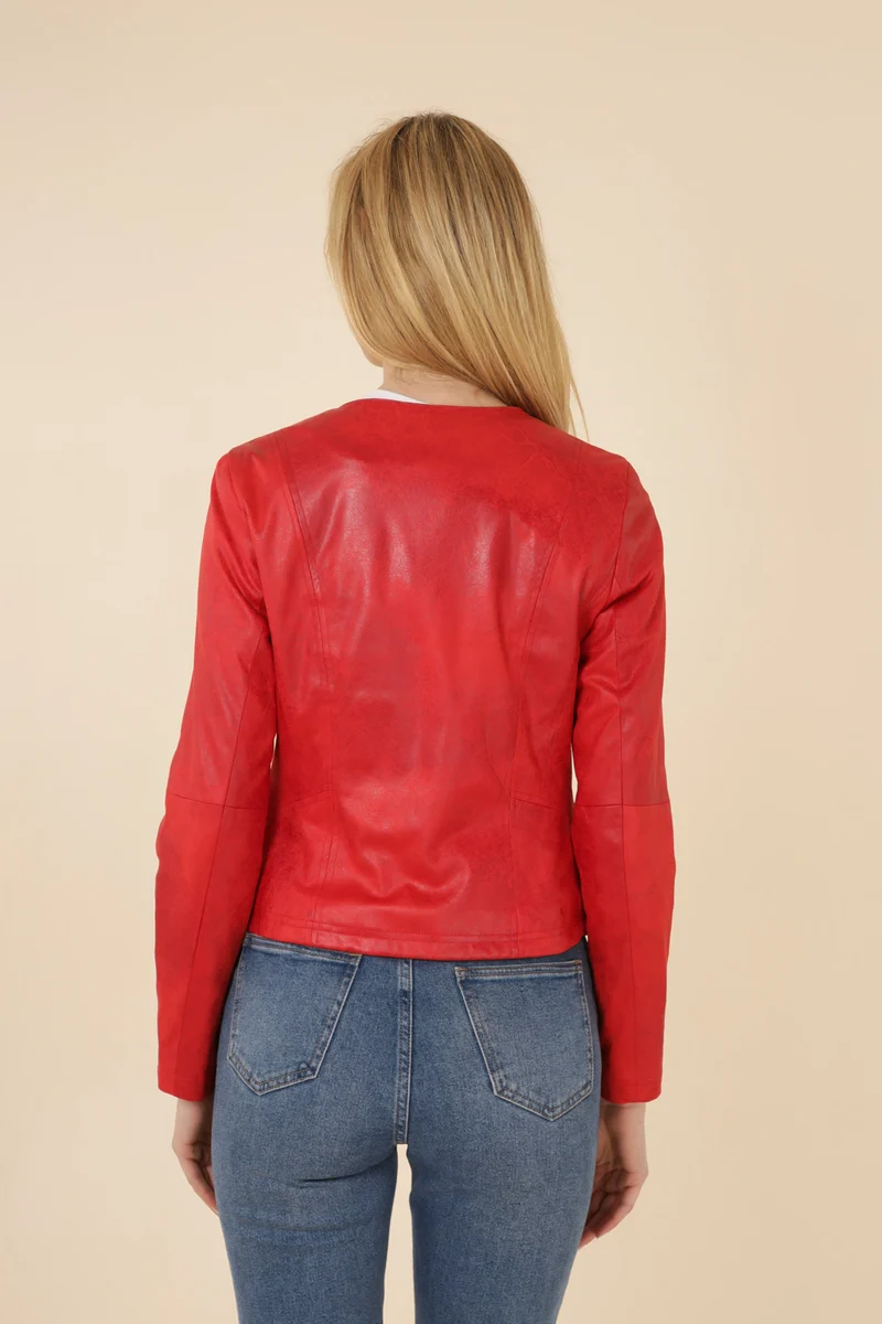 Veste suédine col rond