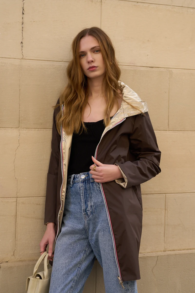 Imperméable réversible long