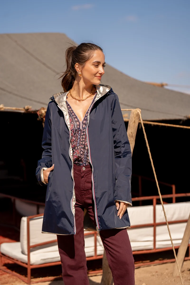 Imperméable réversible long