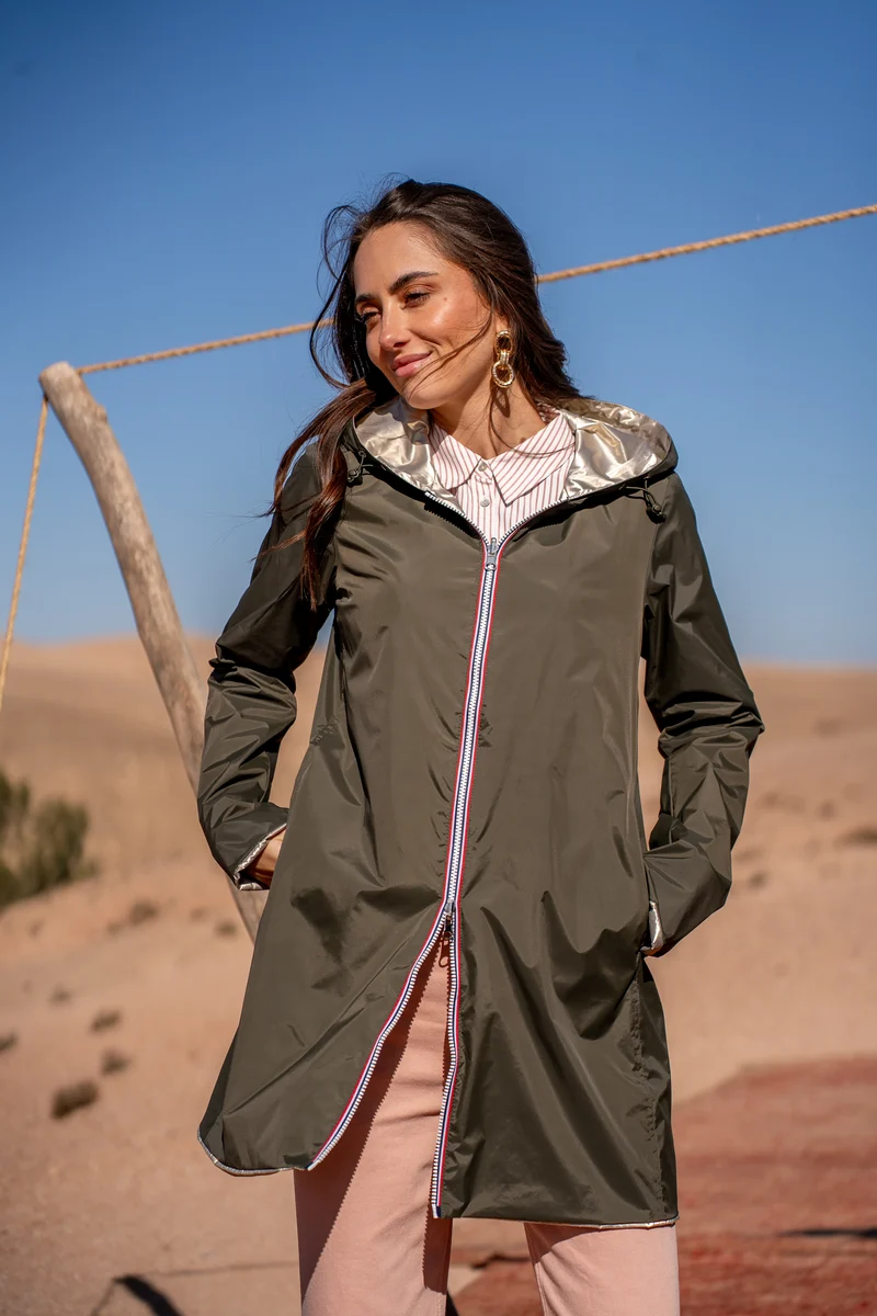 Imperméable réversible long