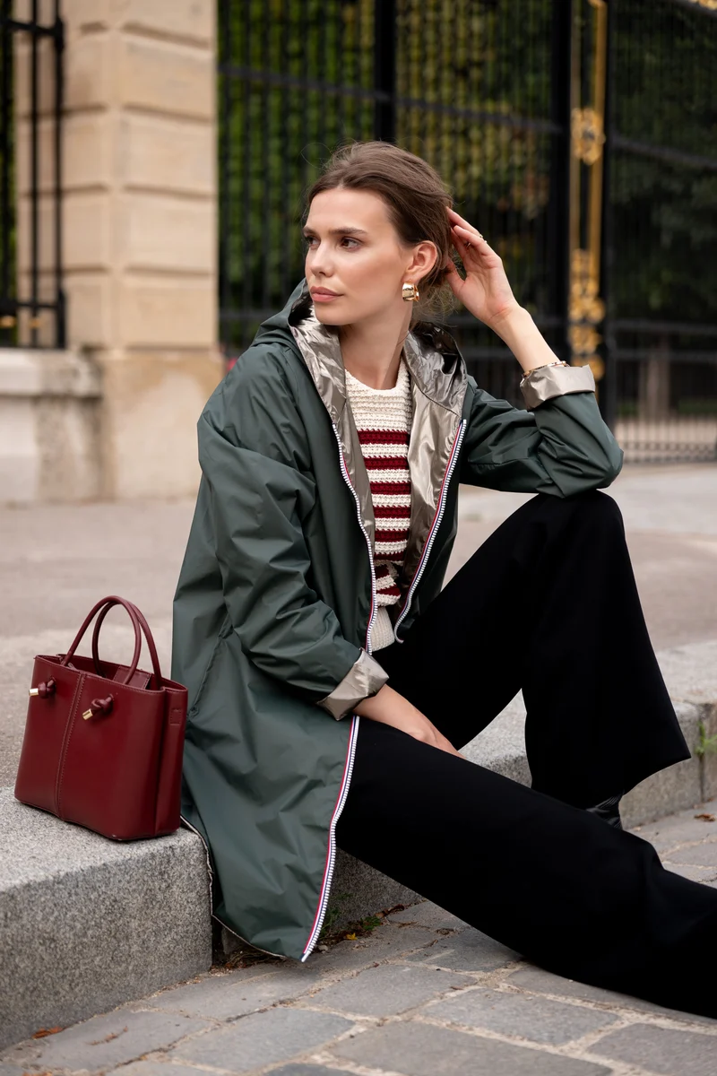Imperméable réversible long