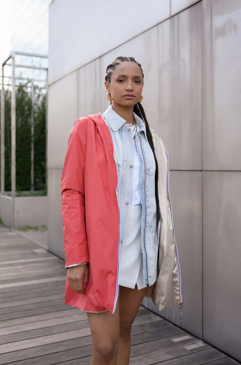 Imperméable réversible long