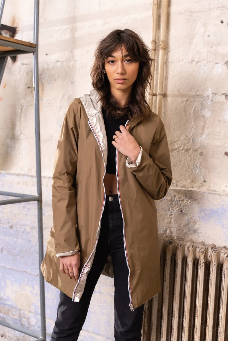 Imperméable réversible long