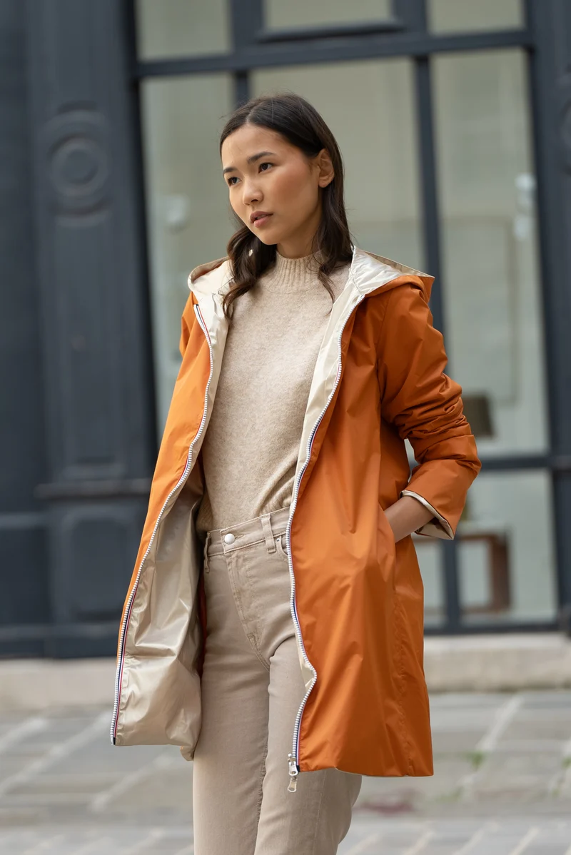 Imperméable réversible long