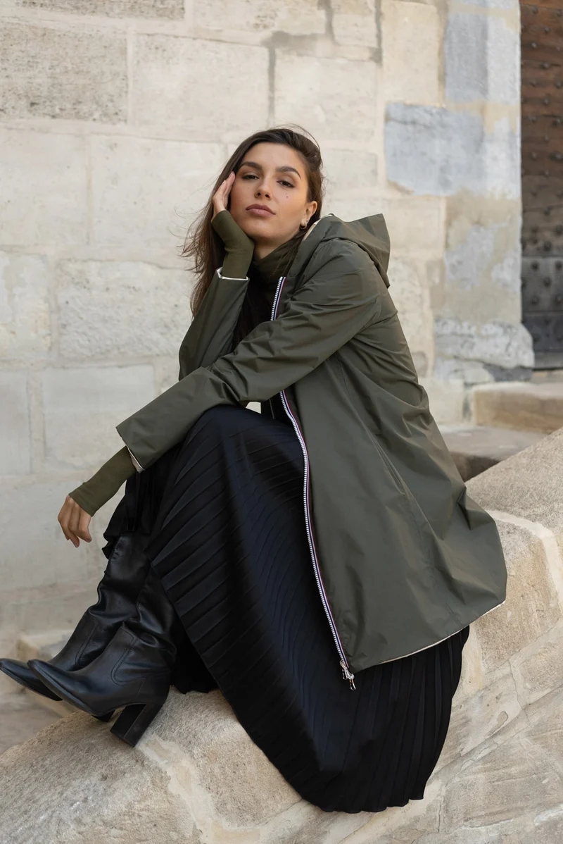 Imperméable réversible long