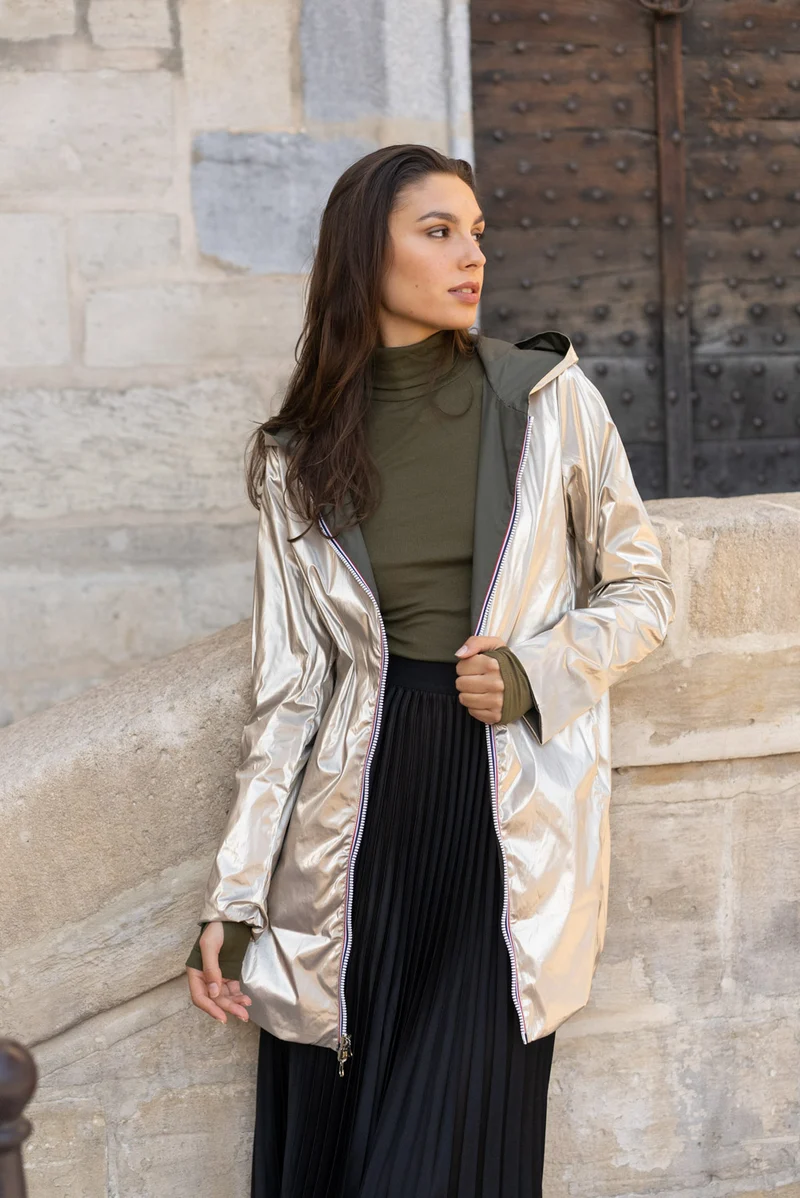 Imperméable réversible long