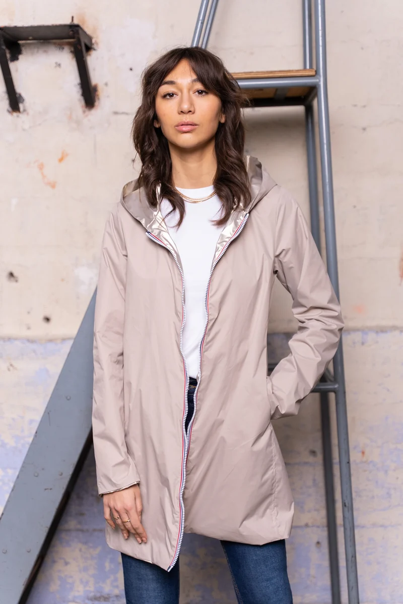 Imperméable réversible long