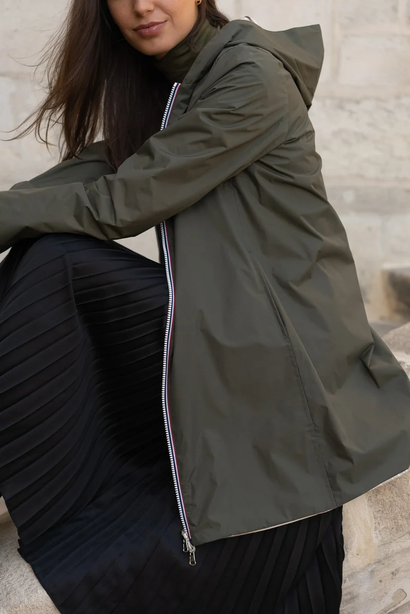 Imperméable réversible long