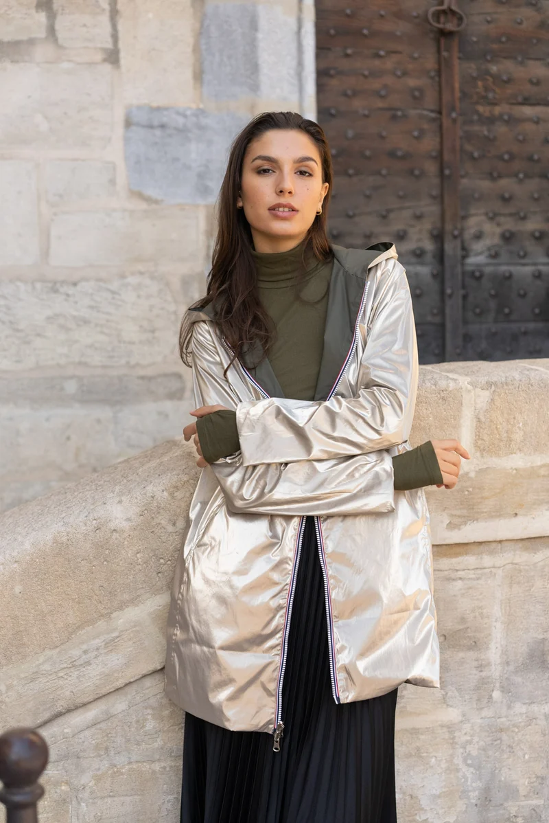 Imperméable réversible long