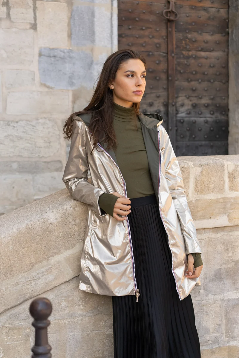 Imperméable réversible long
