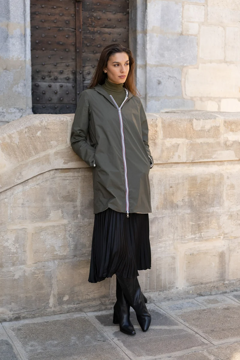 Imperméable réversible long