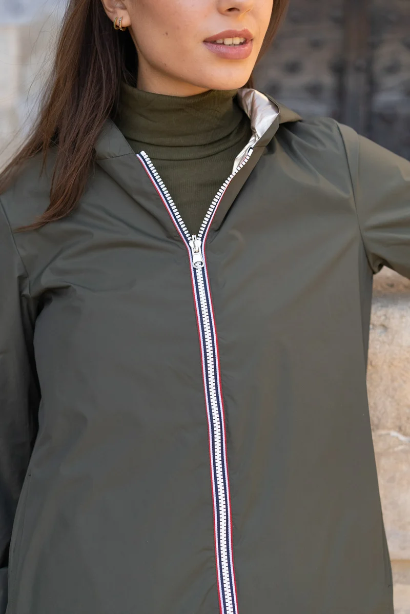Imperméable réversible long