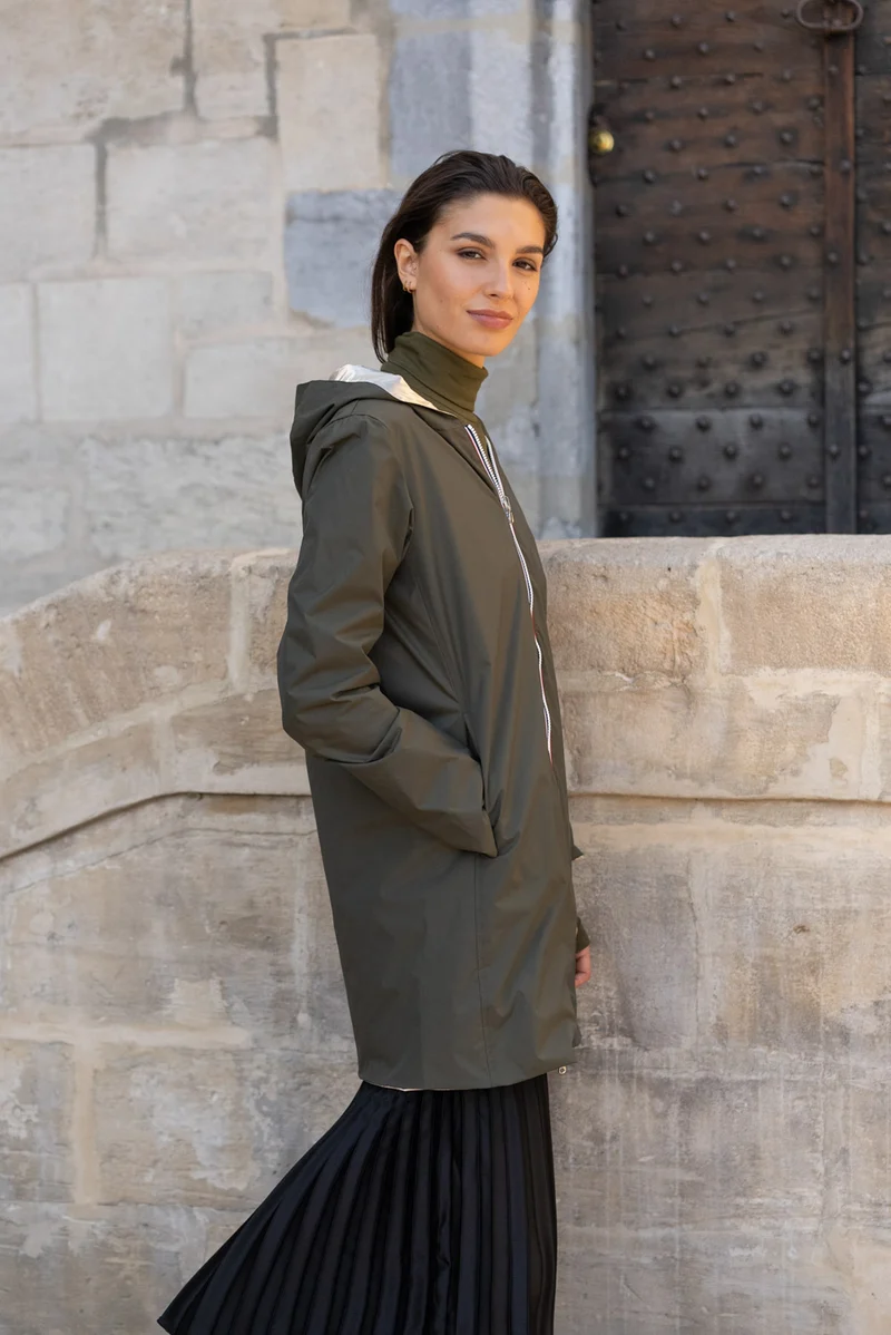 Imperméable réversible long