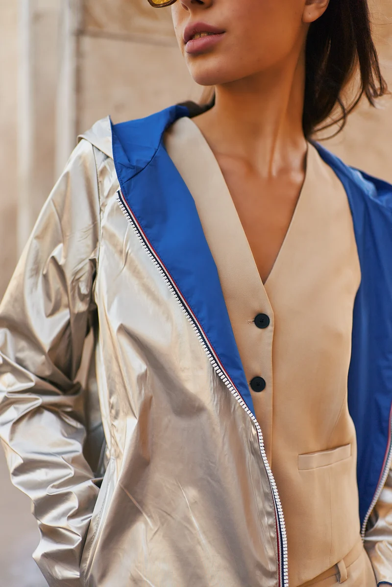 Imperméable réversible long