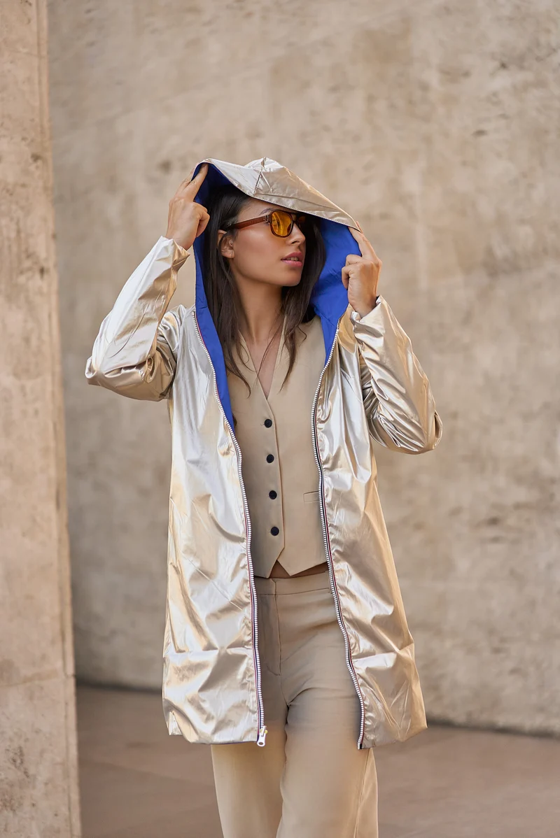 Imperméable réversible long