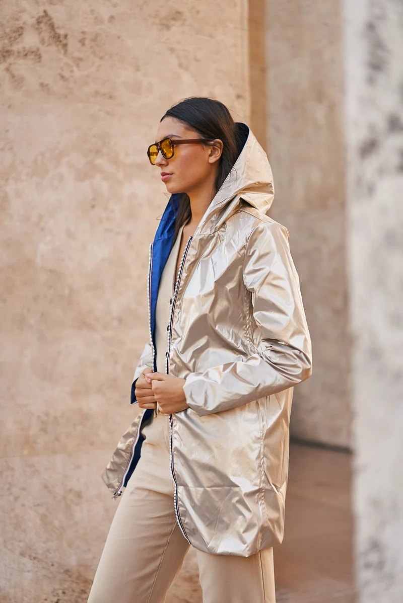 Imperméable réversible long