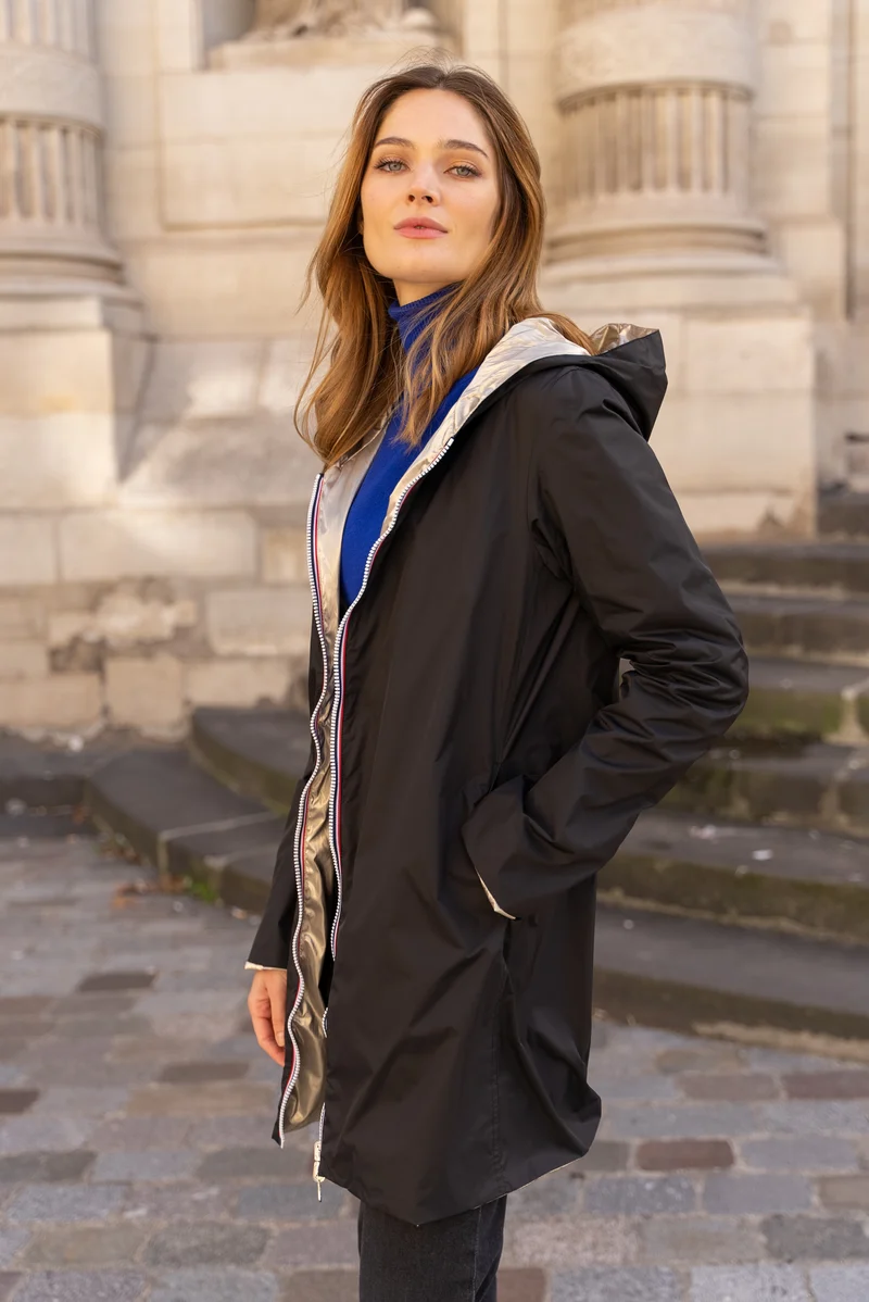 Imperméable réversible long