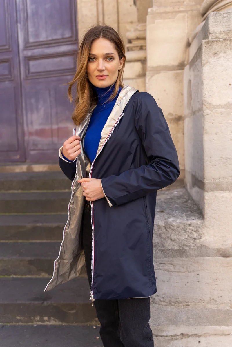 Imperméable réversible long