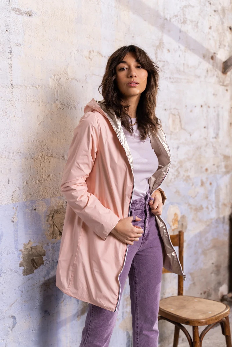 Imperméable réversible long