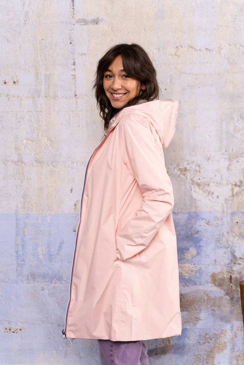 Imperméable réversible long