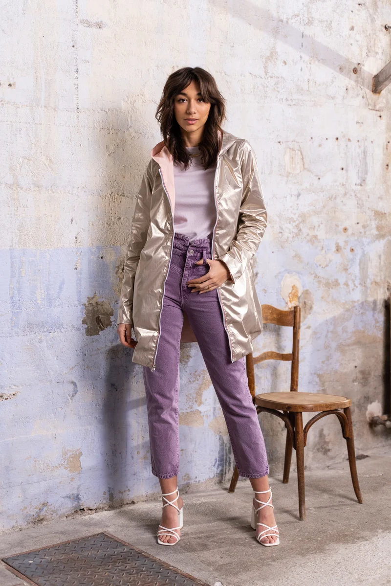 Imperméable réversible long