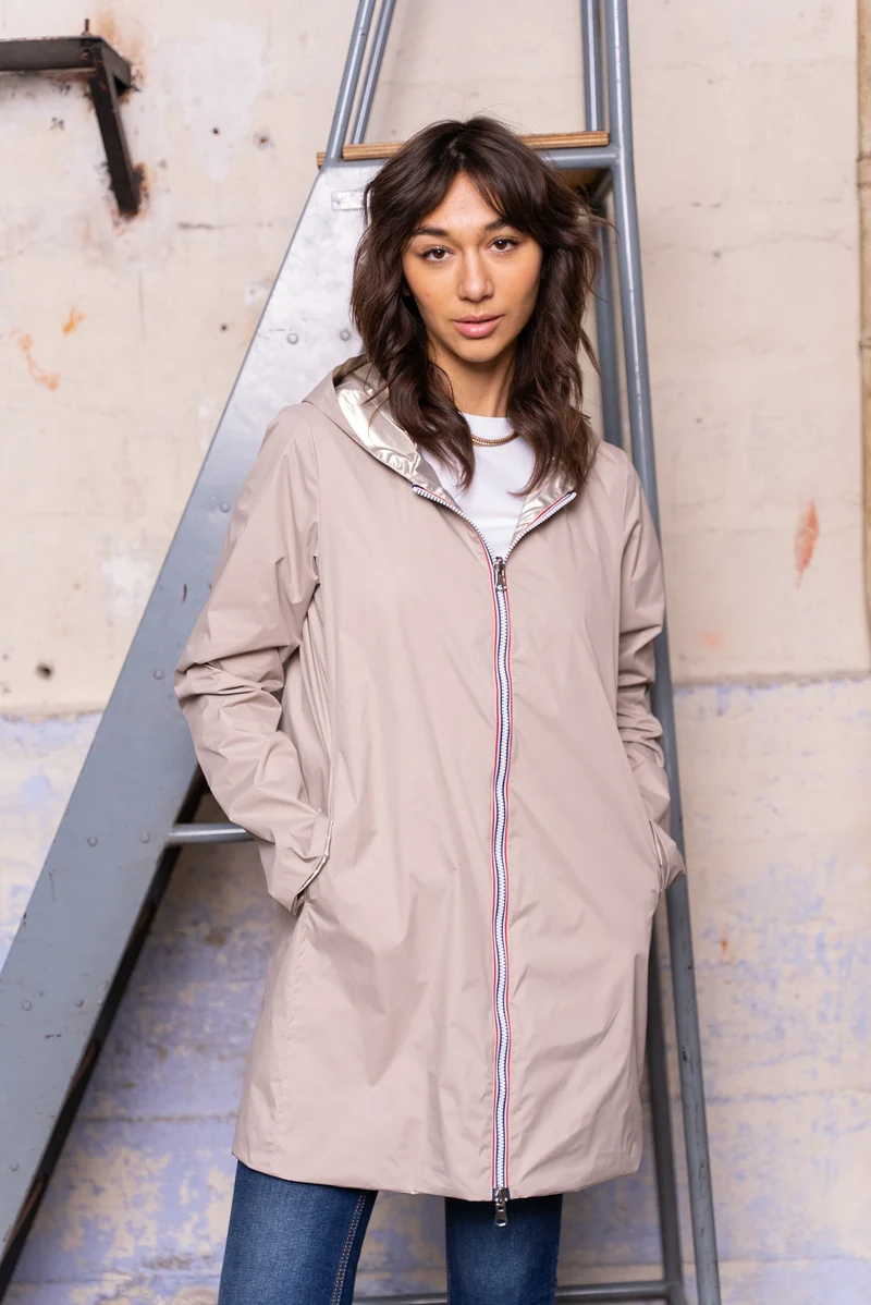 Imperméable réversible long