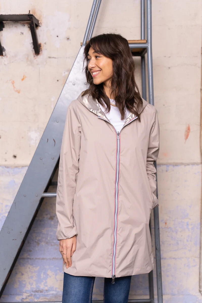 Imperméable réversible long