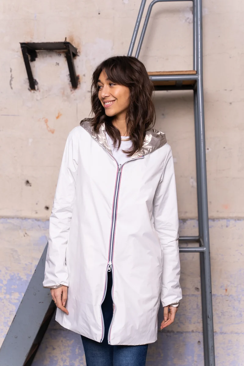 Imperméable réversible long