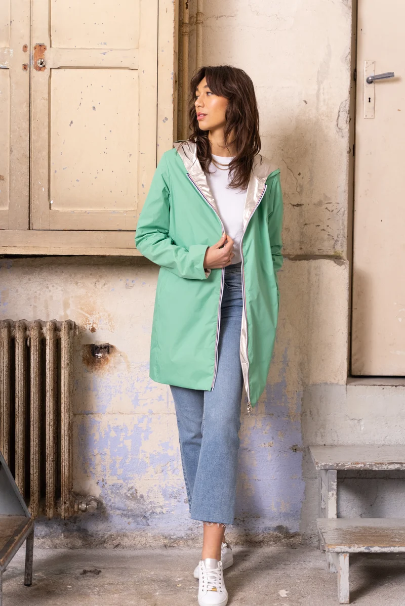 Imperméable réversible long