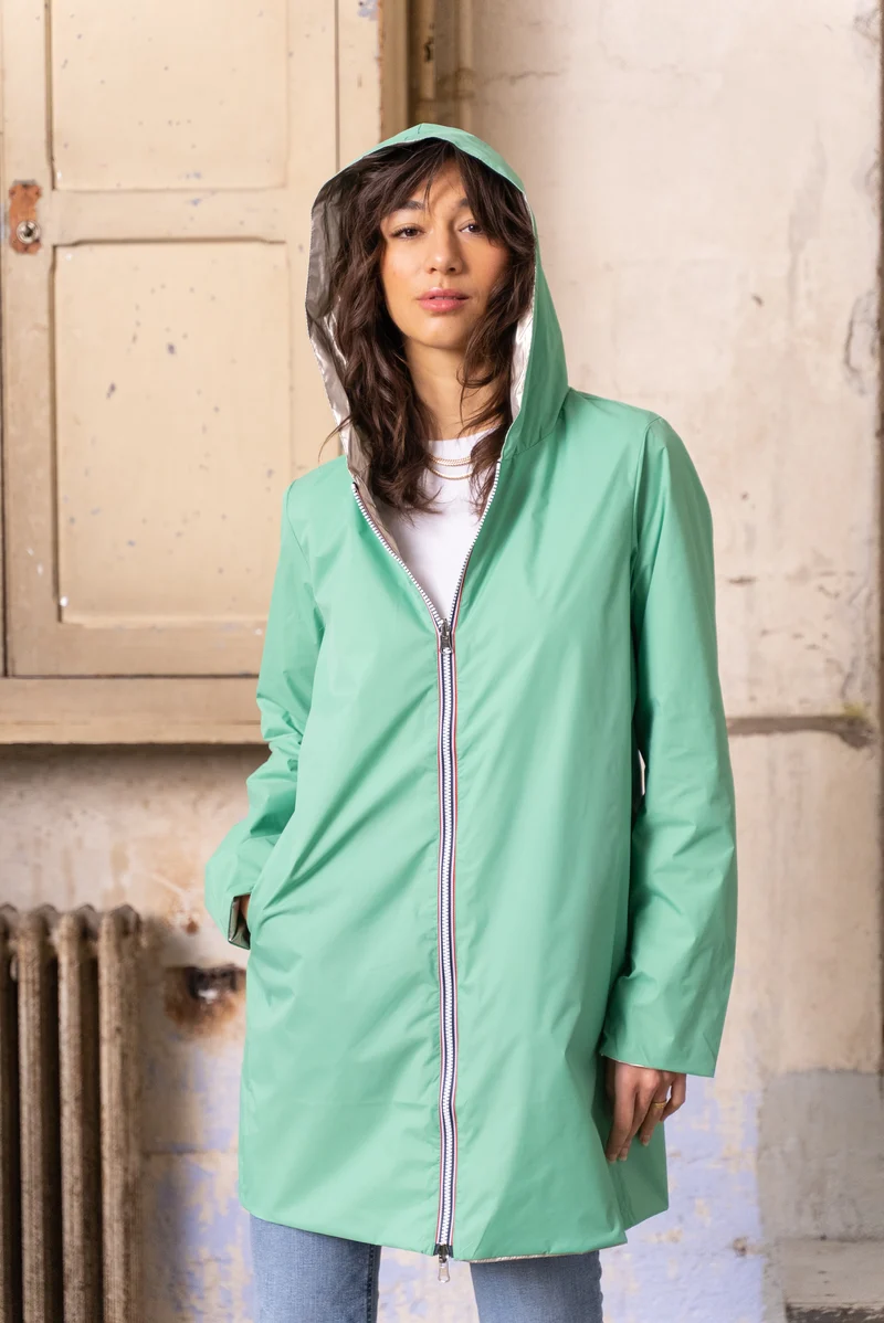 Imperméable réversible long