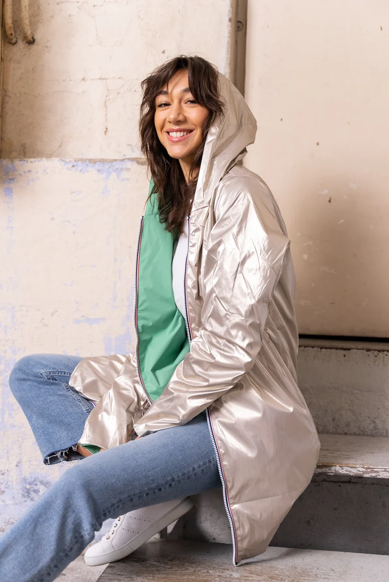 Imperméable réversible long