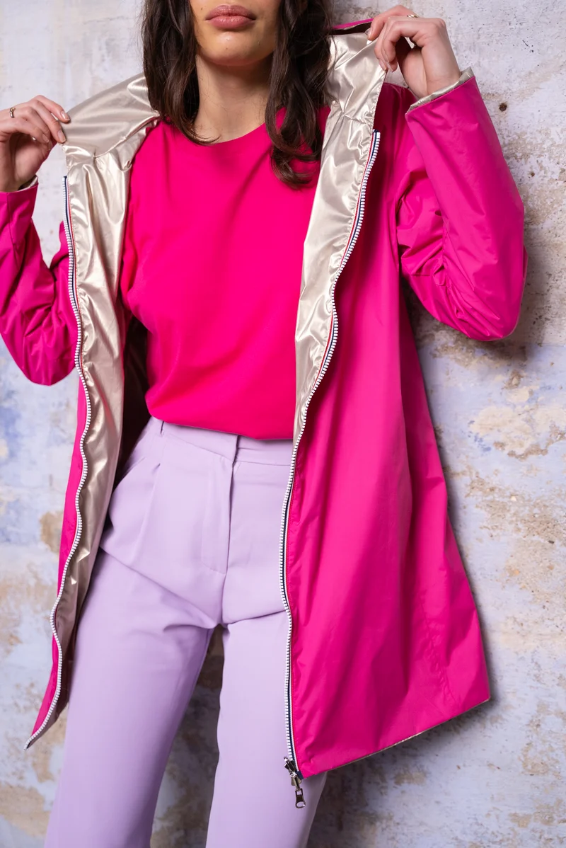 Imperméable réversible long