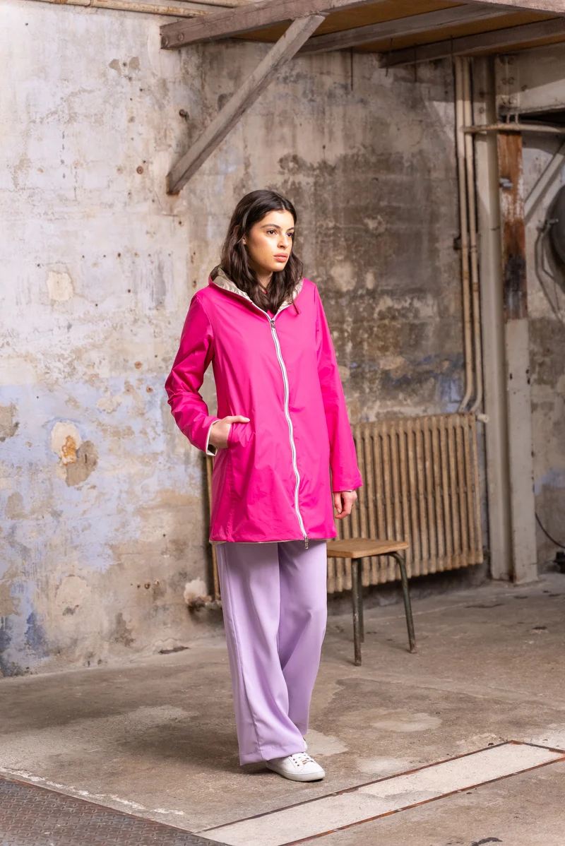 Imperméable réversible long