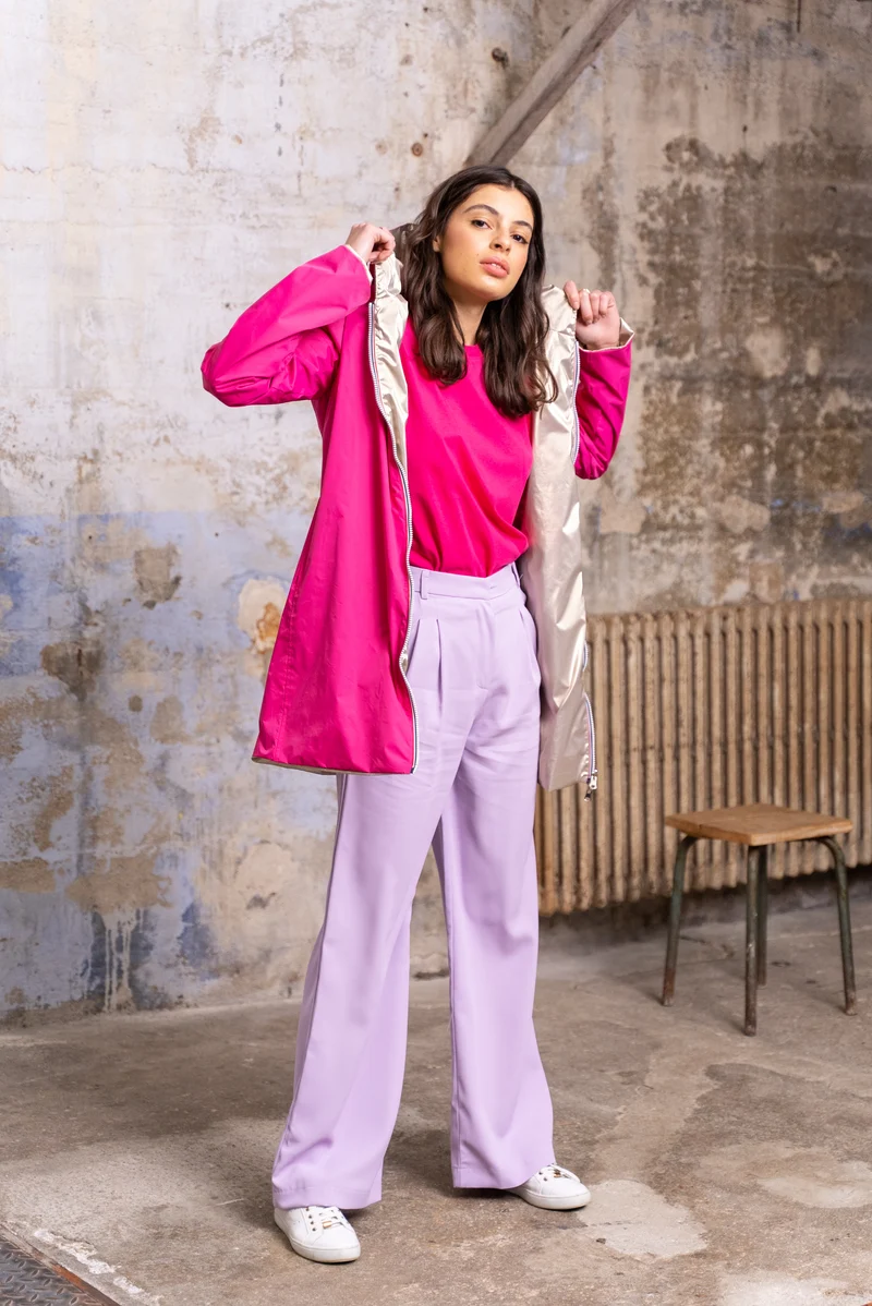 Imperméable réversible long