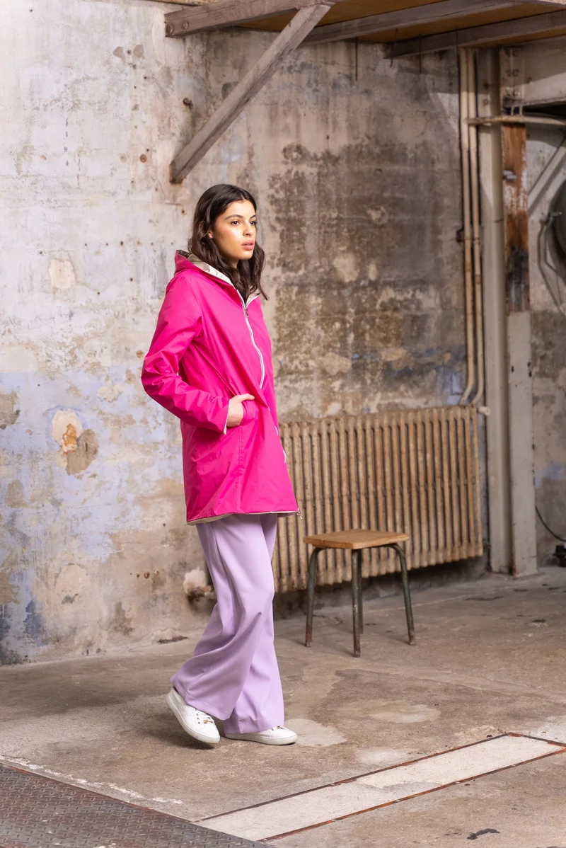Imperméable réversible long