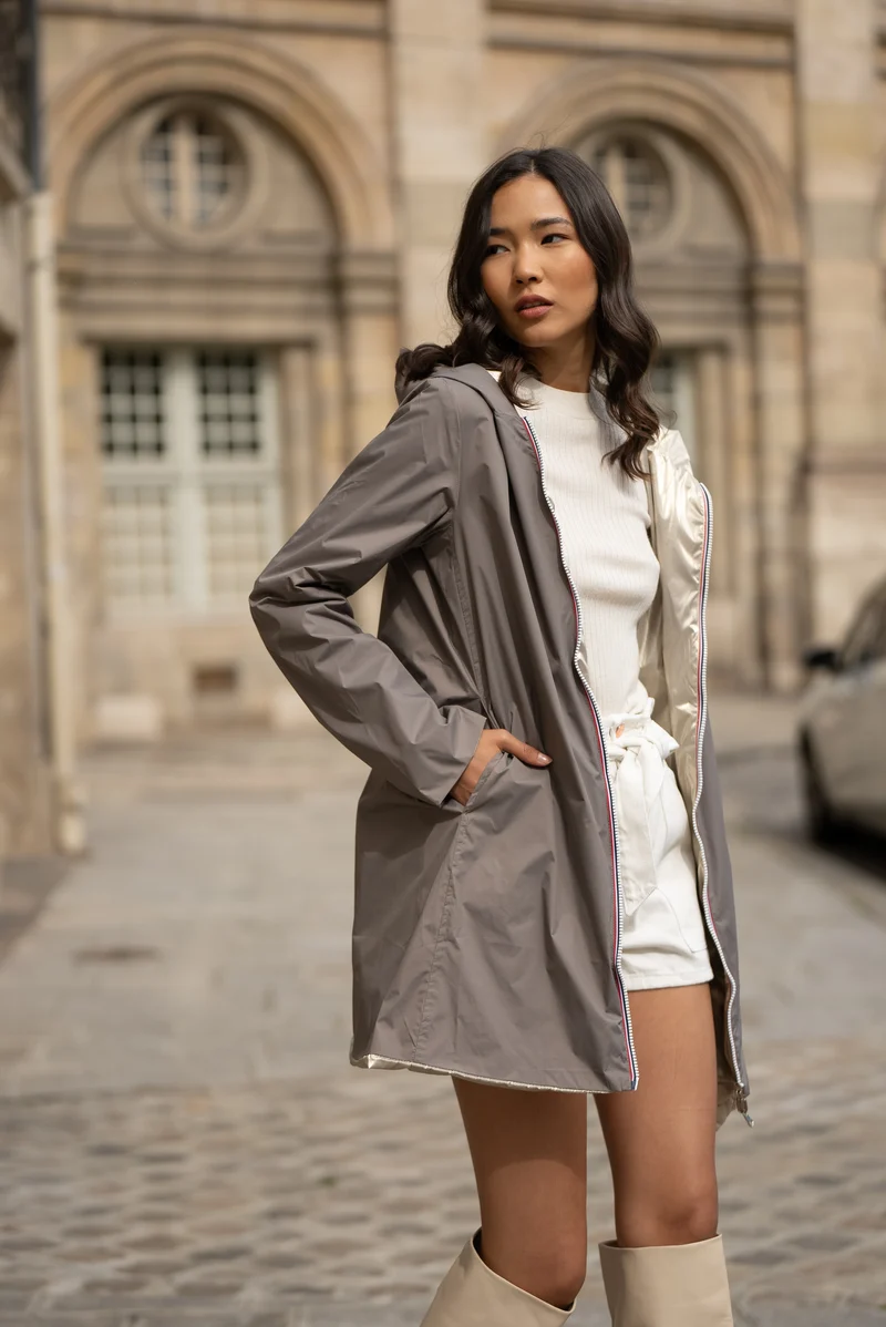 Imperméable réversible long