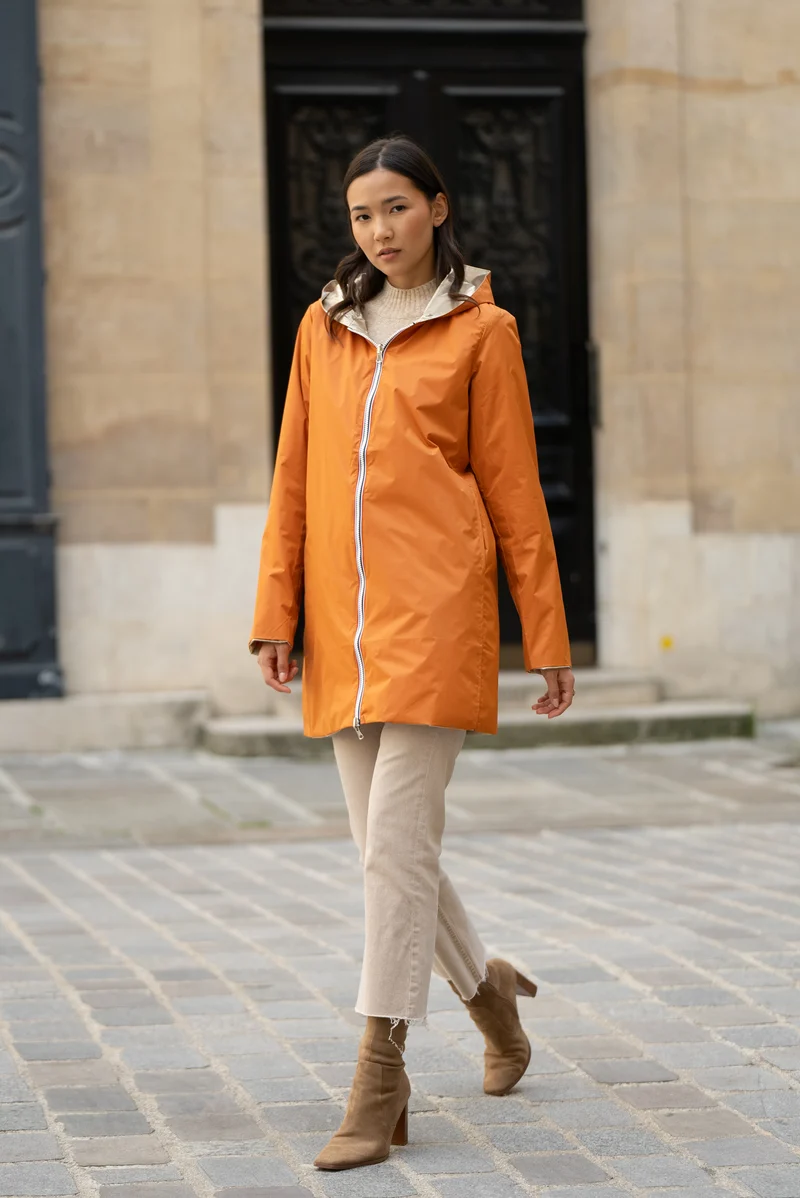 Imperméable réversible long