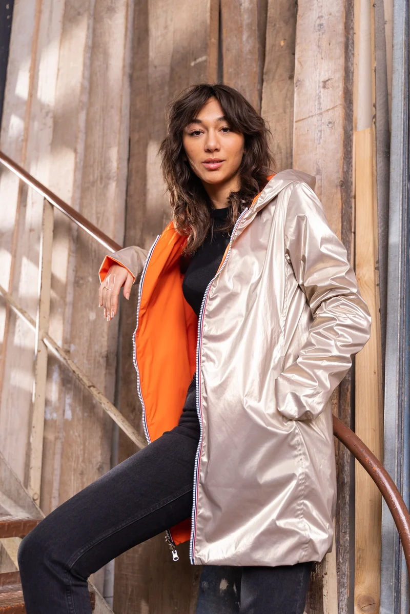 Imperméable réversible long