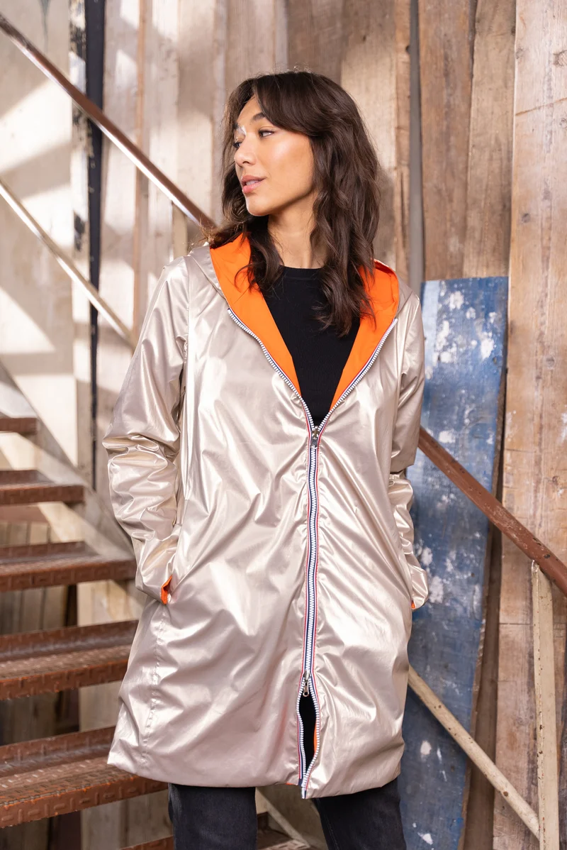 Imperméable réversible long