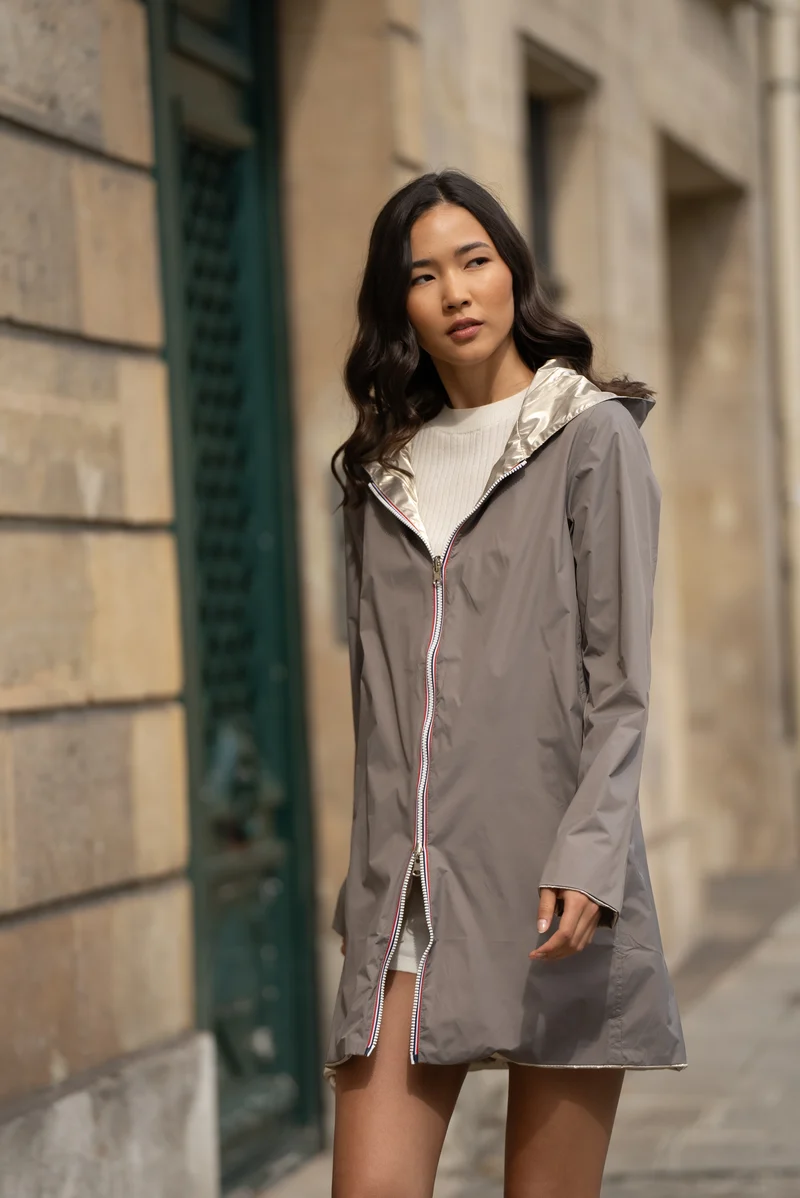 Imperméable réversible long
